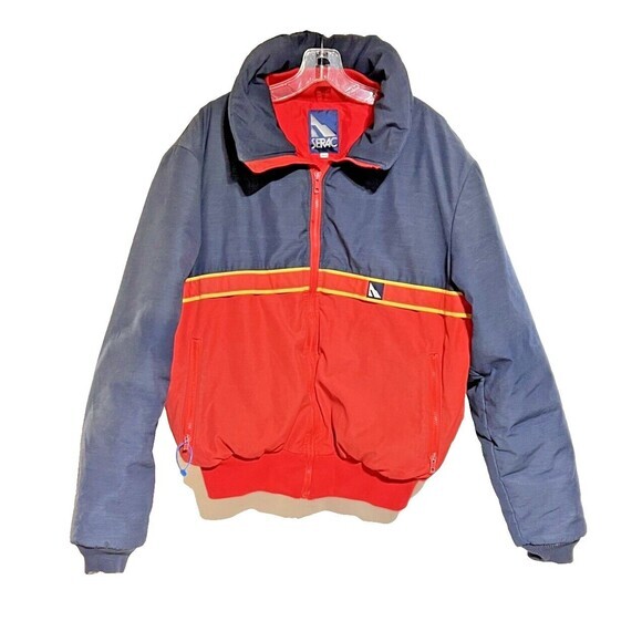 SERAC Ski Thinsulate Jacket Vintage‎ 80s 90s Blue Red Sz. 44 - Picture 1 of 6
